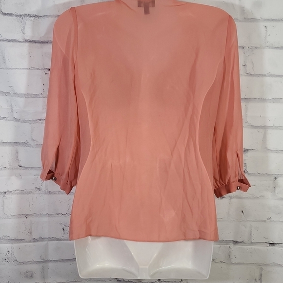 Talbot's Pink Sheer Blouse, 4Petite - Picture 3 of 4